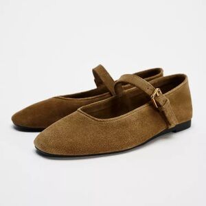Zara Suede Ballet Flats